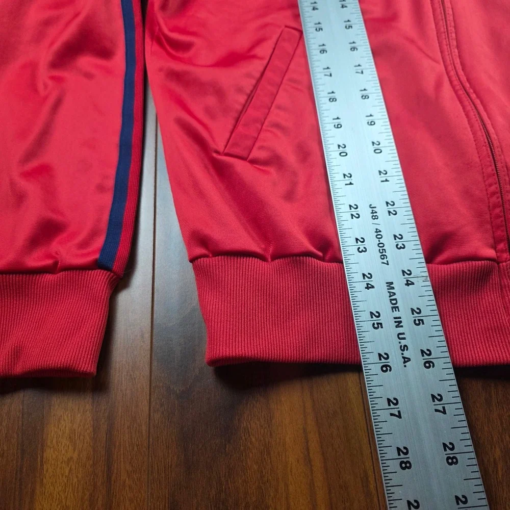Vintage Adidas ATP Track Jacket Mens Medium Red Navy Made in USA Trefoil Zip